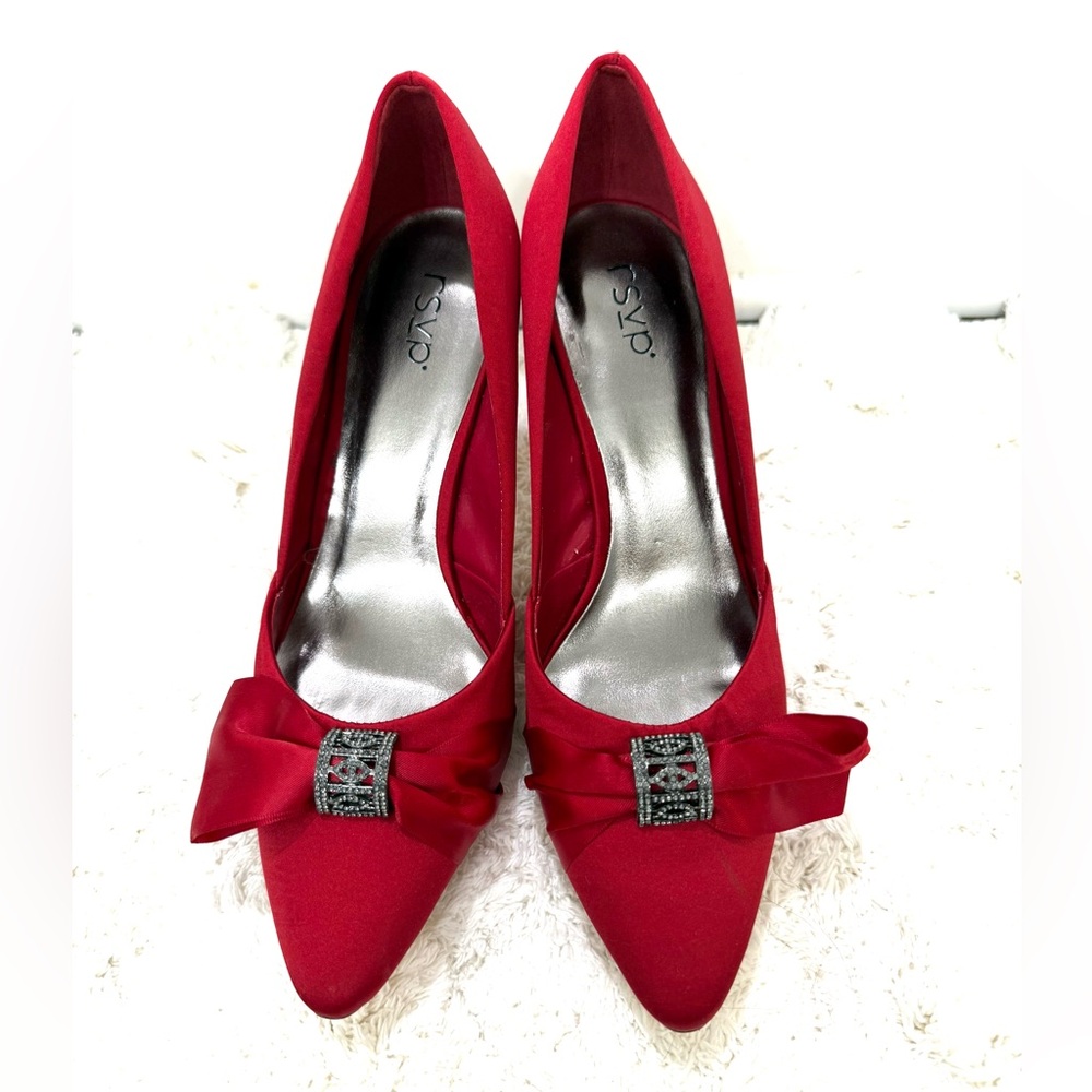 RSVP Women’s Red Stain Stiletto Sole Leather Heels Pointed Toe Pumps Size 9.5M